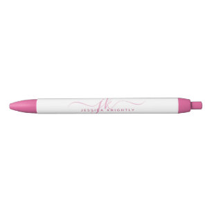 Elegante rosa Schrift Monogramm Anfangsbuchstaben  Kugelschreiber