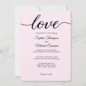 Elegante rosa Schwarz-Weiß-Einfache Hochzeit Einladung (Vorderseite)