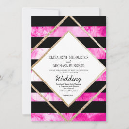 Elegante rosa Schwarz-weiße und kupferfarbene Hoch Einladung