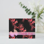 Elegante rosa Schwarze Flora Danke Postcard Postkarte (Stehend Vorderseite)