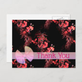 Elegante rosa Schwarze Flora Danke Postcard Postkarte (Vorne/Hinten)