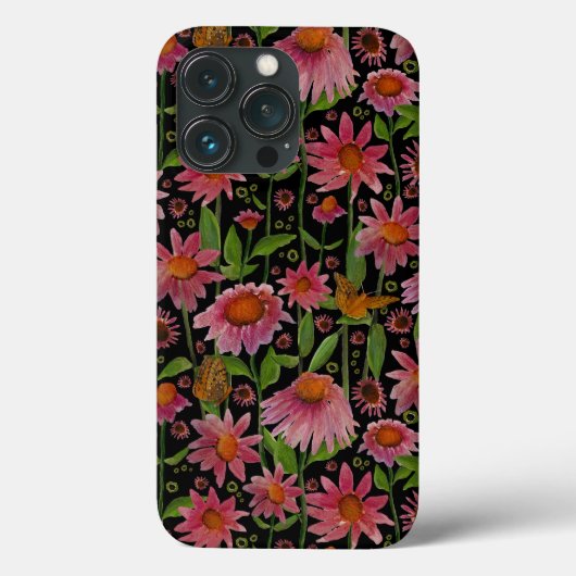 Elegante rosa schwarze Glühwürmchen Schmetterlinge Case-Mate iPhone Hülle (Rückseite)