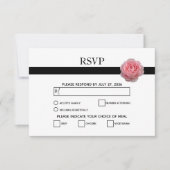 Elegante rosa schwarze Ribbon Wedding RSVP Karten (Vorderseite)