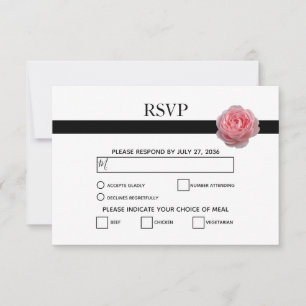 Elegante rosa schwarze Ribbon Wedding RSVP Karten