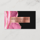 Elegante Rosa Schwarze Rose Gold Agate Luxus Visitenkarte (Vorderseite)
