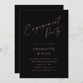 Elegante, rosa, schwarze Skriptbindungspartei Einladung (Vorne/Hinten)