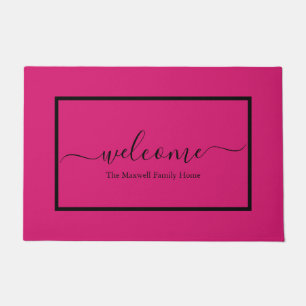 Elegante rosa schwarze Skripte Familienname willko Fußmatte