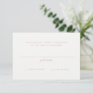 Elegante Rosa-Script-Monogramm-Hochzeit RSVP Karte