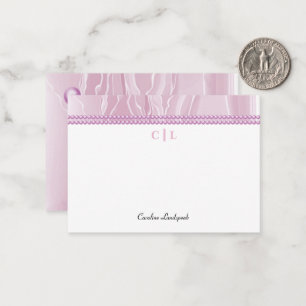 Elegante rosa Seidenperlen monogrammierte Initiale Mitteilungskarte