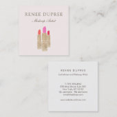 Elegante Rosa Sequin Lipstick Makeup Artist Beauty Quadratische Visitenkarte (Vorne/Hinten)