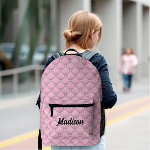 Elegante rosa silberne Imitate Glitzer Tropfen mit Bedruckter Rucksack