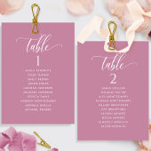 Elegante rosa Sitzplan-Karte mit Gast-Namen