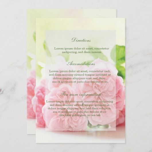 Elegante Rosa Sommer-Rose Hochzeiten Anfahrt Einladung (Vorne/Hinten)