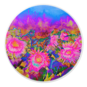Elegante rosa Sonnenblumen Keramikknauf