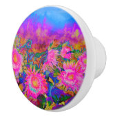 Elegante rosa Sonnenblumen Keramikknauf (Rechts)