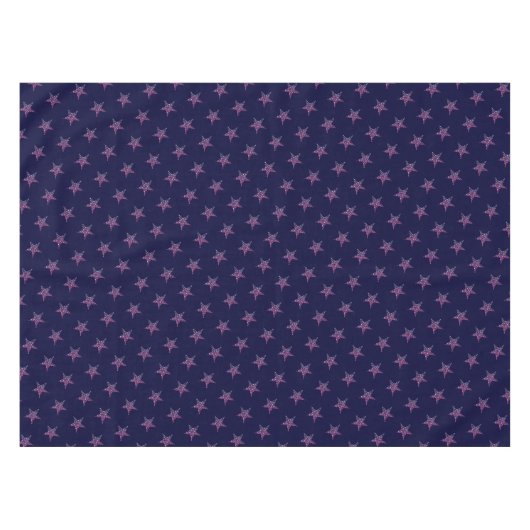 Elegante rosa Sparkle Stars auf der Marine Tischdecke (Vorderseite (Horizontal))