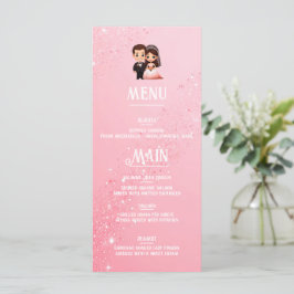 Elegante Rosa Sparkle Wedding Menükarte