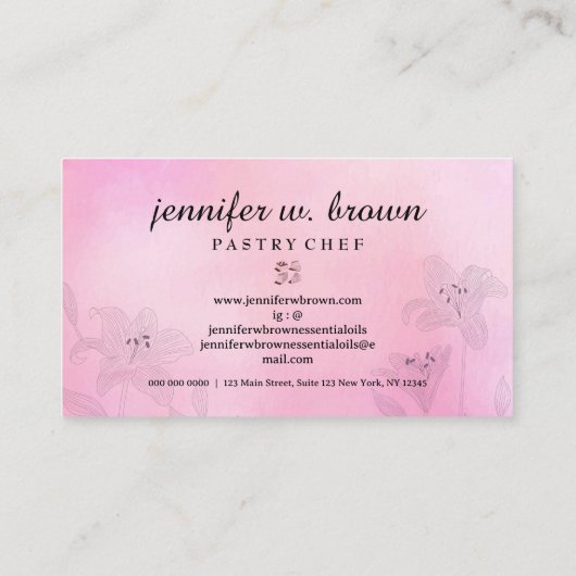 Elegante rosa Spezialitäten Backwaren Visitenkarte (Rückseite)