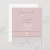 Elegante rosa Spitze-erste heilige Einladung (Vorne/Hinten)