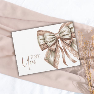 Elegante Rosa-Spitze-Perlen-Schleife Mädchen-Baby- Dankeskarte