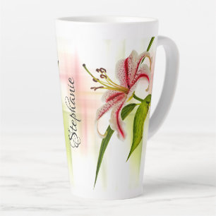 Elegante rosa Stargazer Lily Floral Fotografie Milchtasse