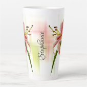Elegante rosa Stargazer Lily Floral Fotografie Milchtasse (Vorderseite)