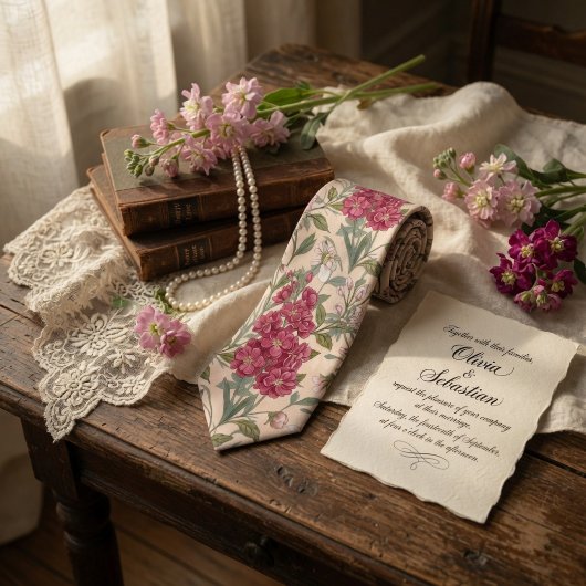 Elegante rosa Stockblume Krawatte