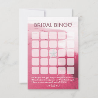 Elegante rosa Strand Thema 5x5 Braut-Bingo-Karten