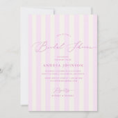 Elegante rosa Streifen Brautdusche Einladung (Vorderseite)