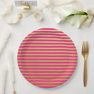 Elegante rosa Streifen Papier Teller