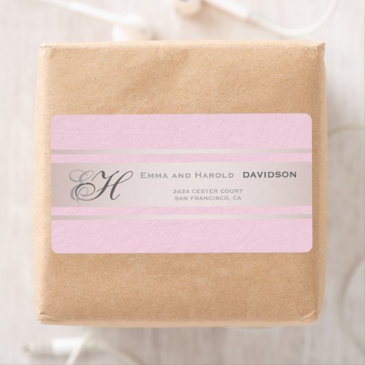 Elegante rosa Streifen rosa Texturierte Monogramm (Insitu)