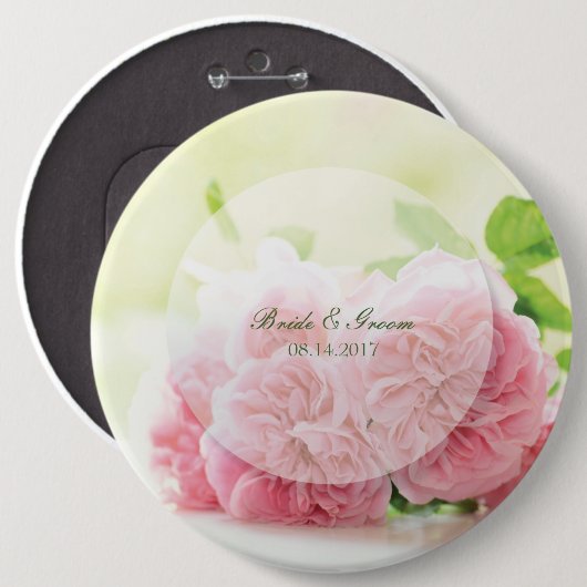 Elegante Rosa Summer Rose Wedding Button (Vorne & Hinten)