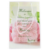 Elegante Rosa Summer Rose Wedding Mittlere Geschenktüte (Vorderseite)