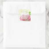 Elegante Rosa Summer Rose Wedding Quadratischer Aufkleber (Tasche)