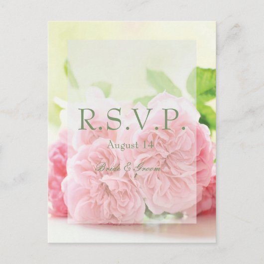 Elegante Rosa Summer Rose Wedding RSVP Einladungspostkarte (Vorderseite)