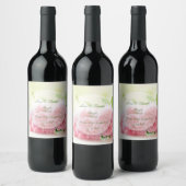 Elegante Rosa Summer Rose Wedding Weinetikett (Flaschen)