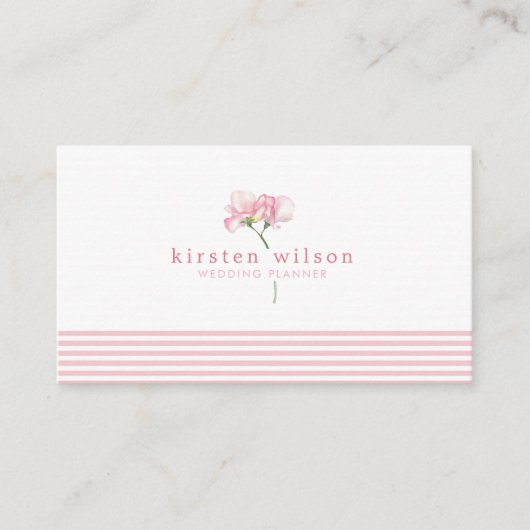 Elegante Rosa Sweet Pea Blume - Personalisiert Visitenkarte (Vorderseite)