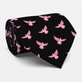 Elegante Rosa Taube auf schwarzem, nahtlosen Muste Krawatte