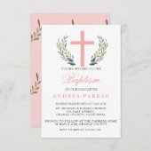 Elegante rosa Taufe/Christening Einladung (Vorne/Hinten)