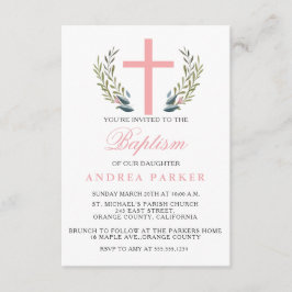 Elegante rosa Taufe/Christening Einladung