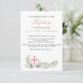 Elegante rosa Taufe/Christliche Einladung (Stehend Vorderseite)