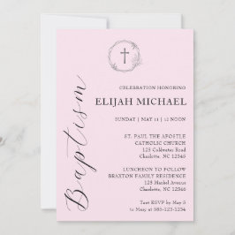 Elegante rosa Taufe Kranken Einladung