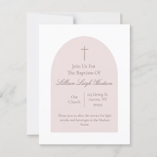 Elegante rosa Taufe | Minimalistisches Mädchen Postkarte
