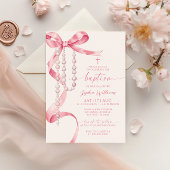 Elegante rosa Taufe und Rosardartaufen Einladung