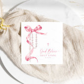 Elegante rosa Taufe und Rosardartaufen Serviette