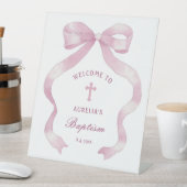 Elegante rosa Taufe Willkommen Sockelschild (In Situ)