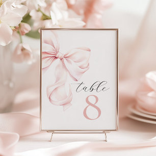 Elegante rosa Tischkarten mit Schleife Einladung