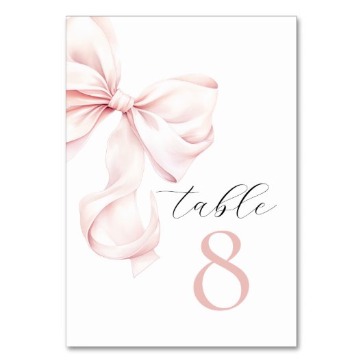 Elegante rosa Tischnummern (Vorderseite)