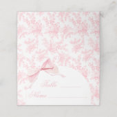 Elegante Rosa Toile Blumenstrauß Tischnummern Zelt Platzkarte (Außenseite Aufgefaltet)