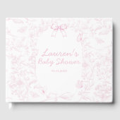Elegante Rosa Toile Print Girl Babydusche Gästebuch (Vorderseite)